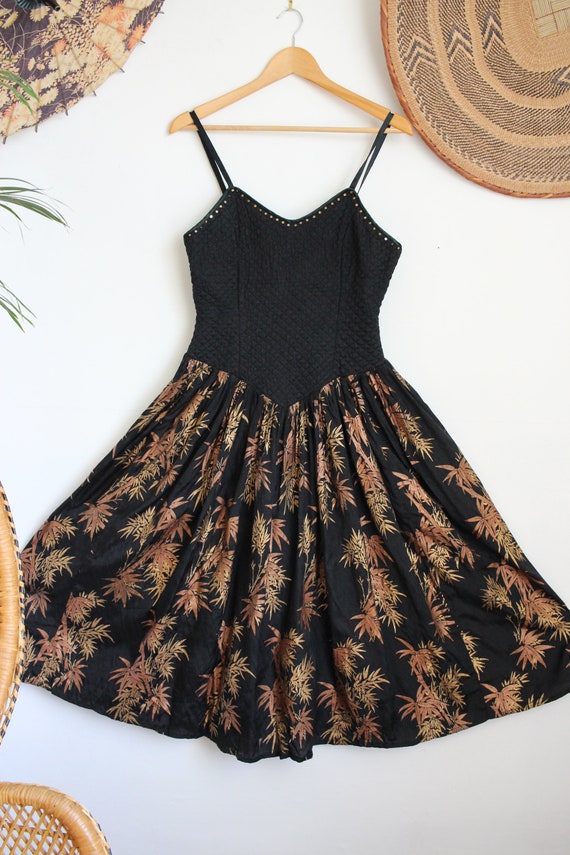Vintage black floral paisley hippy Indian Monsoon
