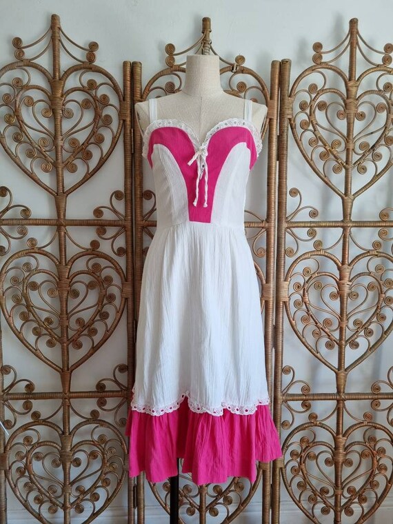 Vintage Cheesecloth 70s Dress S