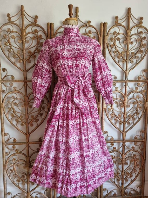 Vintage Pink floral Laura Ashley cotton made in w… - image 1