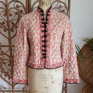 Chaqueta/abrigo vintage Phool de algodón acolchado indio, estilo boho hippie de los 70, talla S