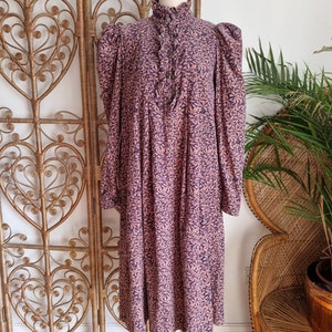 Vintage prairie Laura Ashley cord corduroy cotton 80s cottagecore midi smock dress S