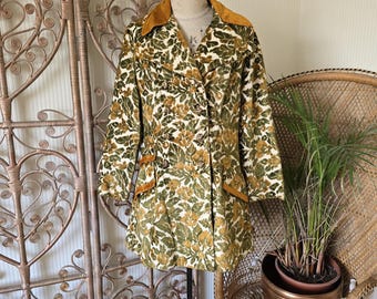 Vintage groene chenille jaren '60 '70 penny Lane jas M/S