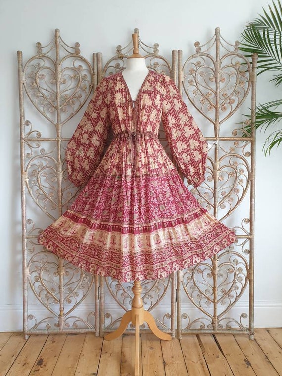 Vintage floral paisley Phool cotton hippy Indian 7