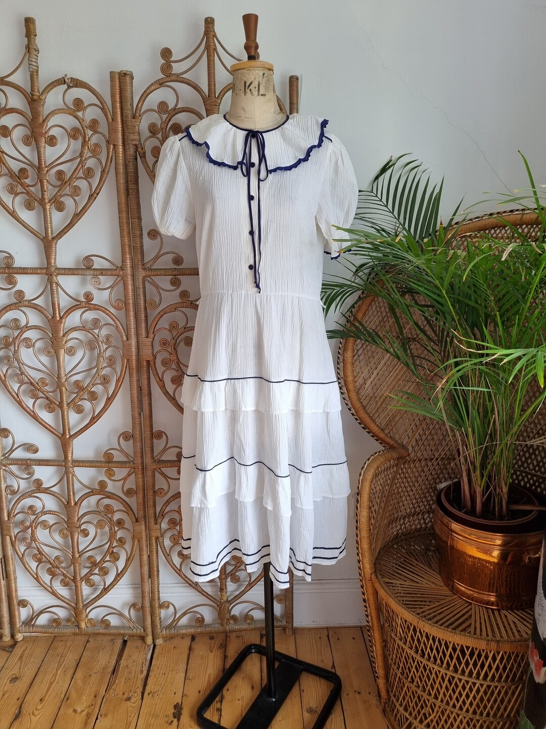 Stunning 70s Bohemian Cheesecloth Dress by Linzi