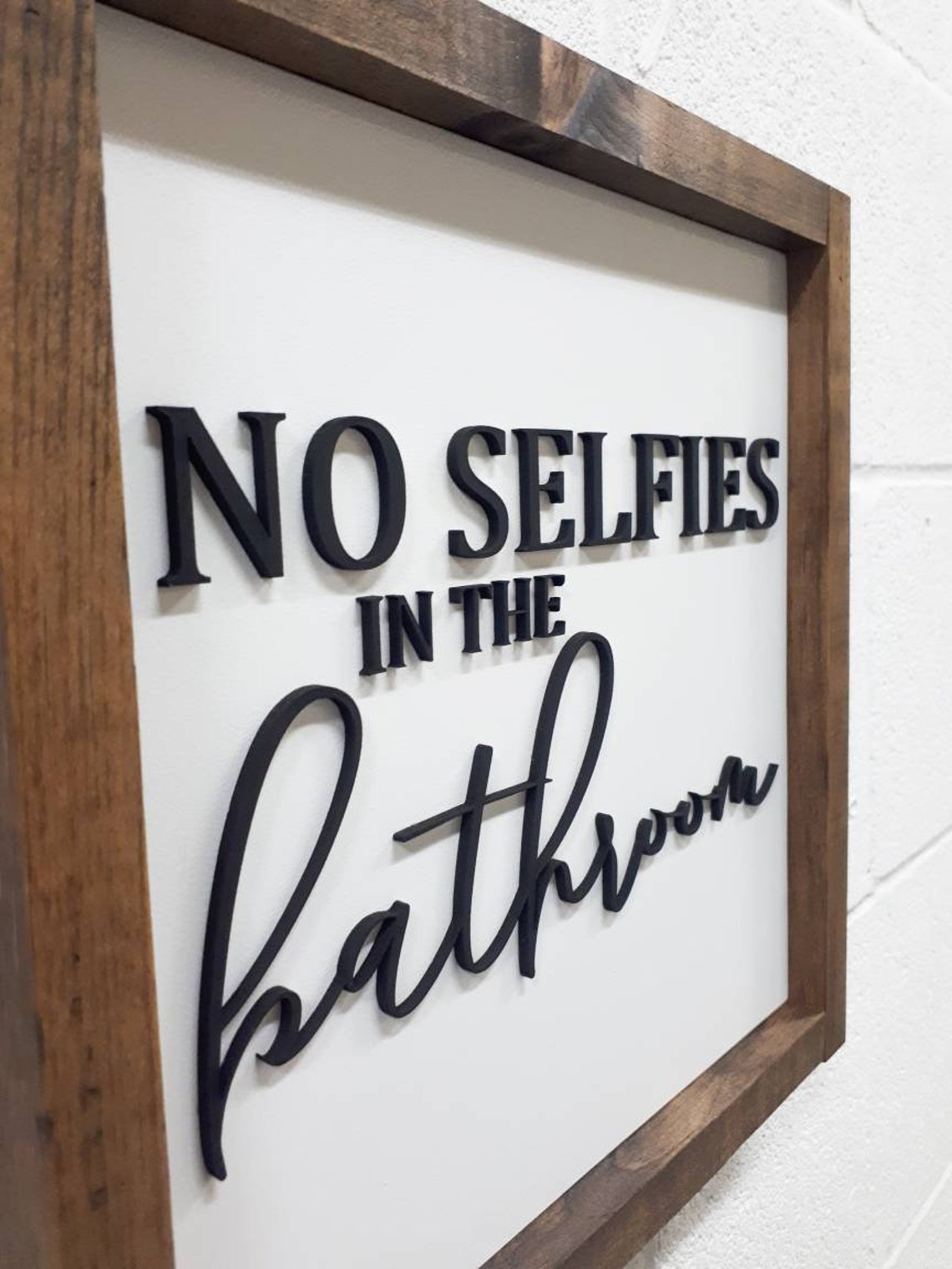 3D No Selfies en el baño signo de madera divertido signo de | Etsy