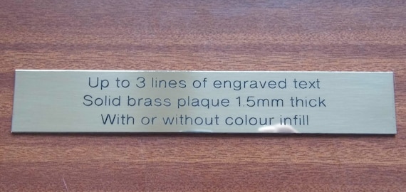 125x25mm Solid Brass Polished Engraved Plaque Sign Bench Plate Etsy