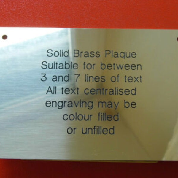 Placa de latón macizo grabado de 6" x 4" conmemorativa pulida, 150 x 100 mm