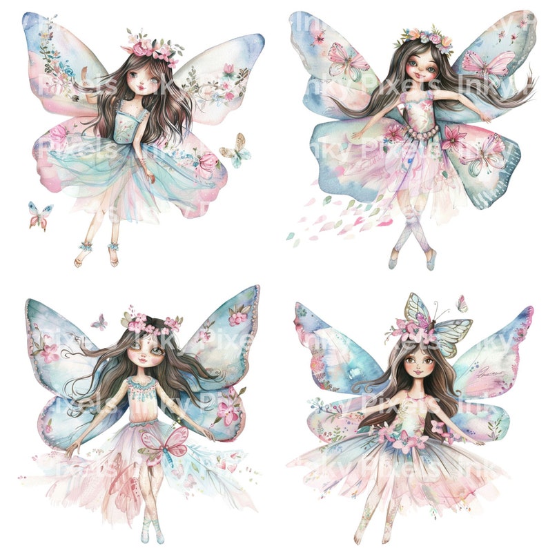Pastel Watercolor Fairy Clipart Set of 15 Images | Transparent PNG ...