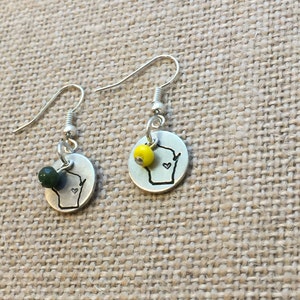 Green Bay Packers Earrings, Wisconsin Packer, Green and Gold (LL132)