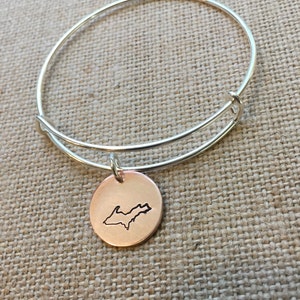 Copper Michigan Upper Peninsula Bracelet, Michigan Pride, Upper Michigan, Yooper Jewelry (LL49)