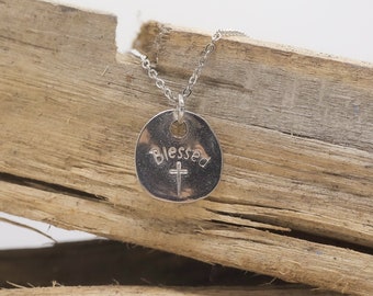 Blessed Cross Pewter Necklace