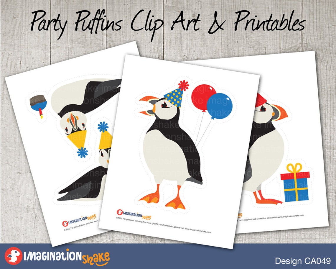 Puffin Party Clip Art &amp; Printables Set CA049 / Puffin Clipart / Puffins ...