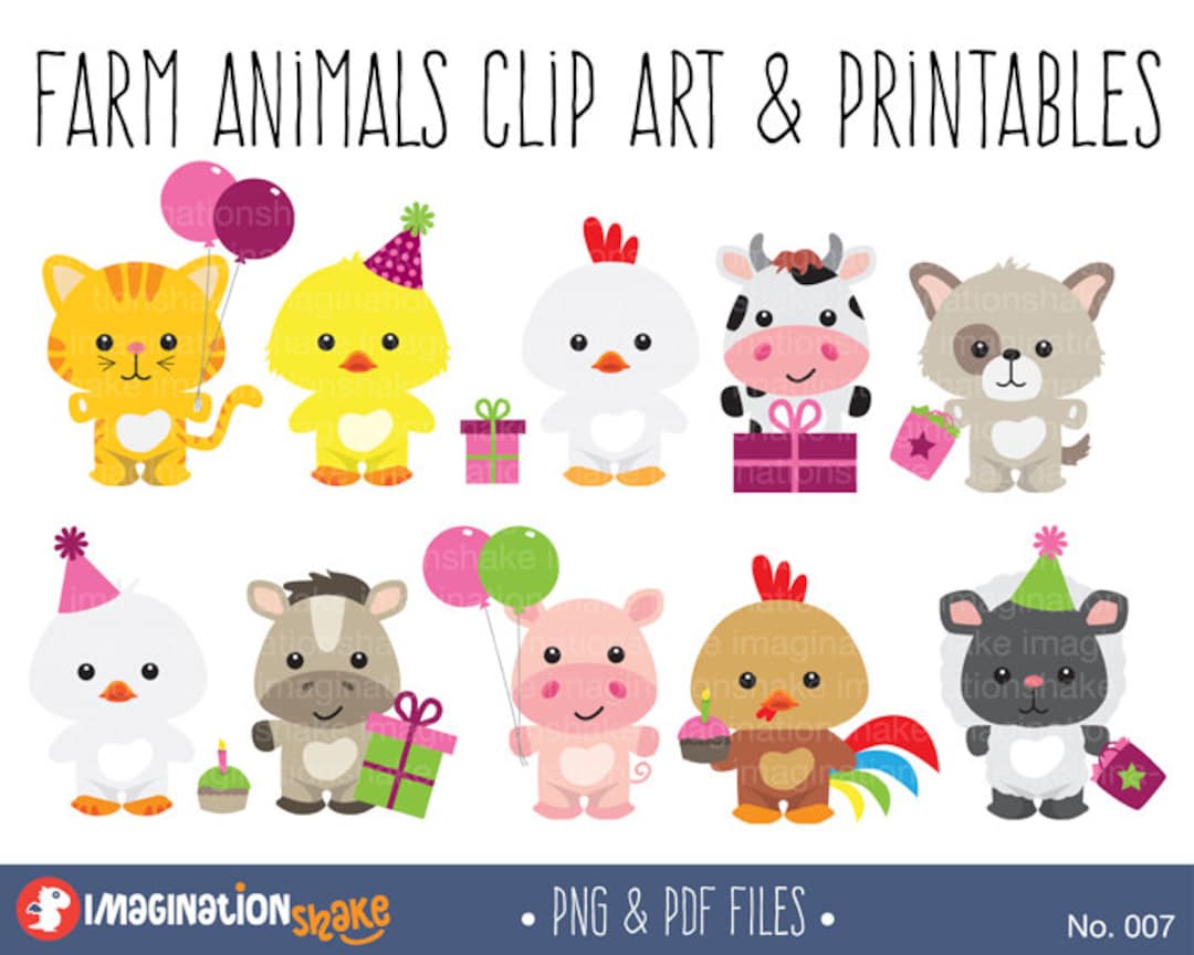 Pink Barnyard Party Clip Art &amp; Printables Set / Farm Clipart / Farm ...