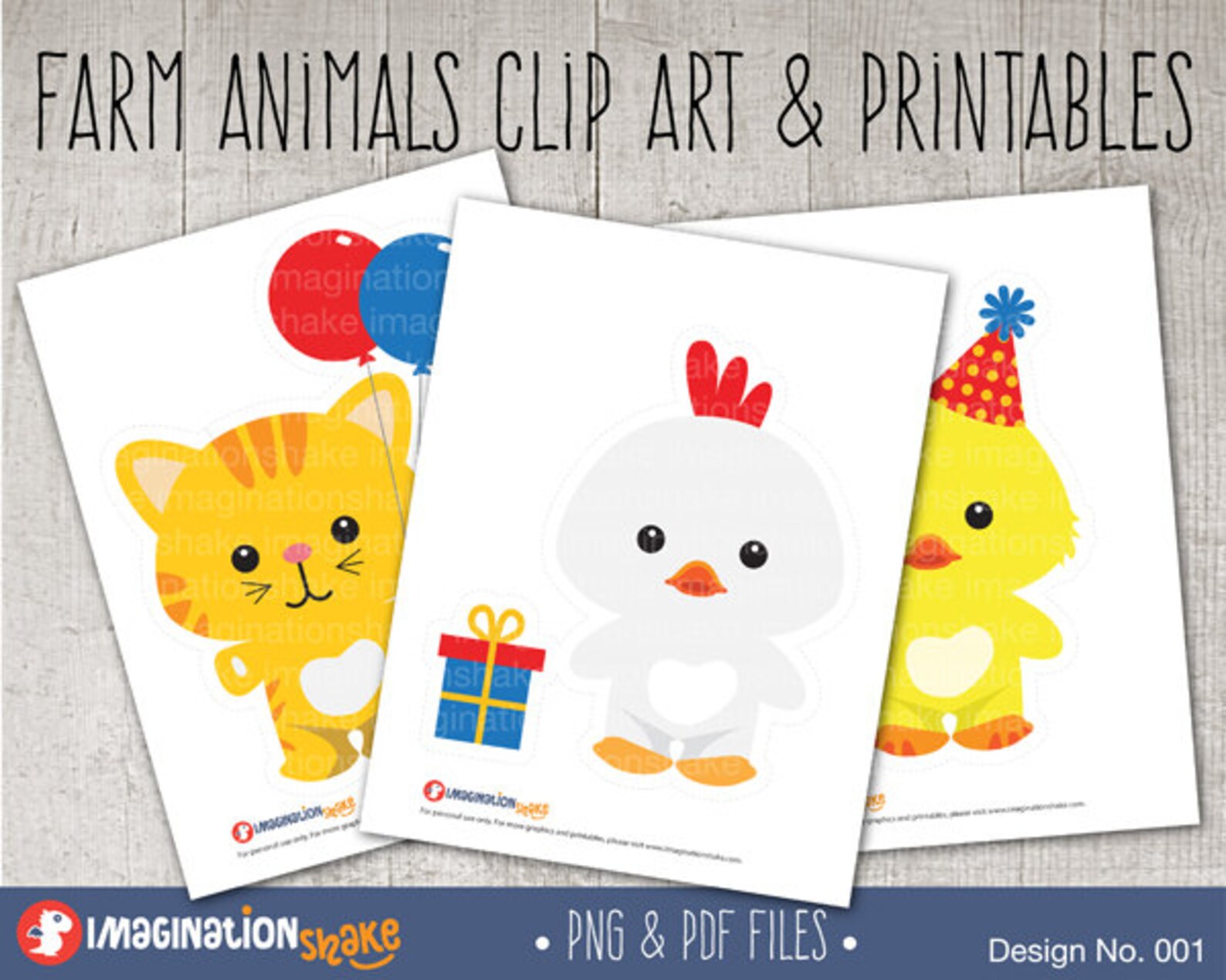 Farm Animals Party Clip Art & Printables Set / Farm Clipart / Farm Wall ...