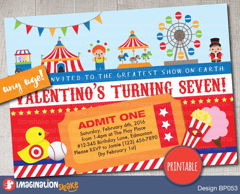 Personalized Carnival Circus Amusement Park Birthday Party - Diy Carnival Birthday Party Personalized Carnival Circus Amusement Park Birthday Party - Diy Carnival Birthday Party