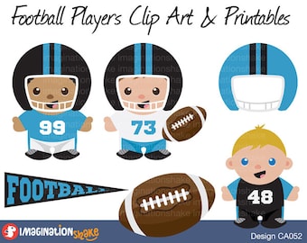 Carolina Panthers Football Players Clip Art & Printables Set CA064 / Clipart / Football Wall Decorations / Football Bday Party Printables