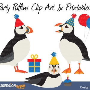 Puffin Party Clip Art & Printables Set CA049 / Puffin Clipart / Puffins Wall Decorations / Penguin Birthday Printables / Puffin Graphics