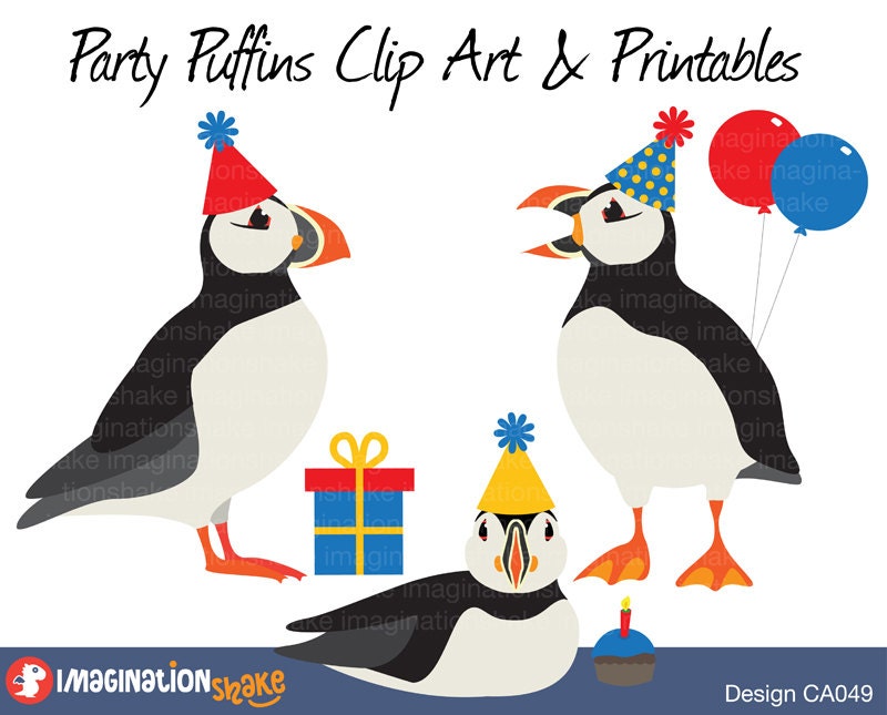 Puffin Party Clip Art &amp; Printables Set CA049 / Puffin Clipart / Puffins ...