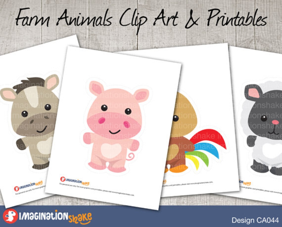 Farm Animals Clip Art &amp; Printables Set / Clipart / Animals Nursery ...