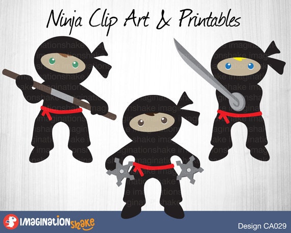 ninja clip art printables set ca029 clipart ninja wall etsy