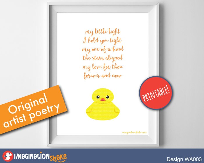 Original Nursery Poem Rubber Ducky Wall Art PRINTABLE / Duck Etsy