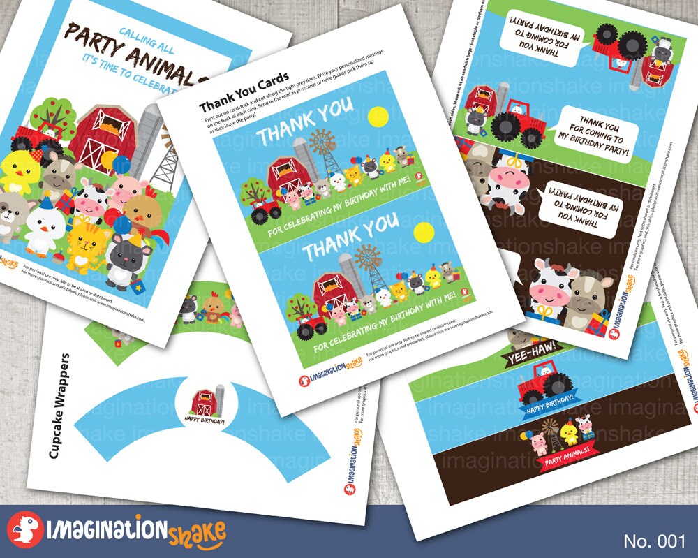 Barnyard Birthday Party Package PRINTABLE LG / Farm Animals Birthday ...