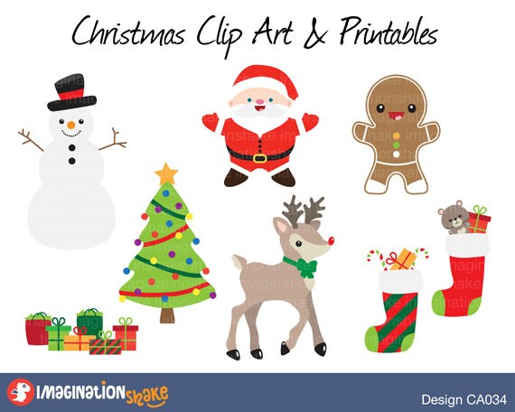 Christmas Clip Art Printables Set Ca034 Clipart Etsy