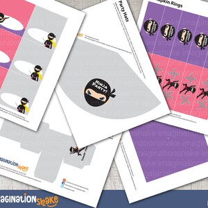 Ninja Birthday Party Package PRINTABLE LG / Ninja Girls Pink Purple Birthday Printouts / Birthday Party Printables / Ninja Set DIY / No. 003 image 4