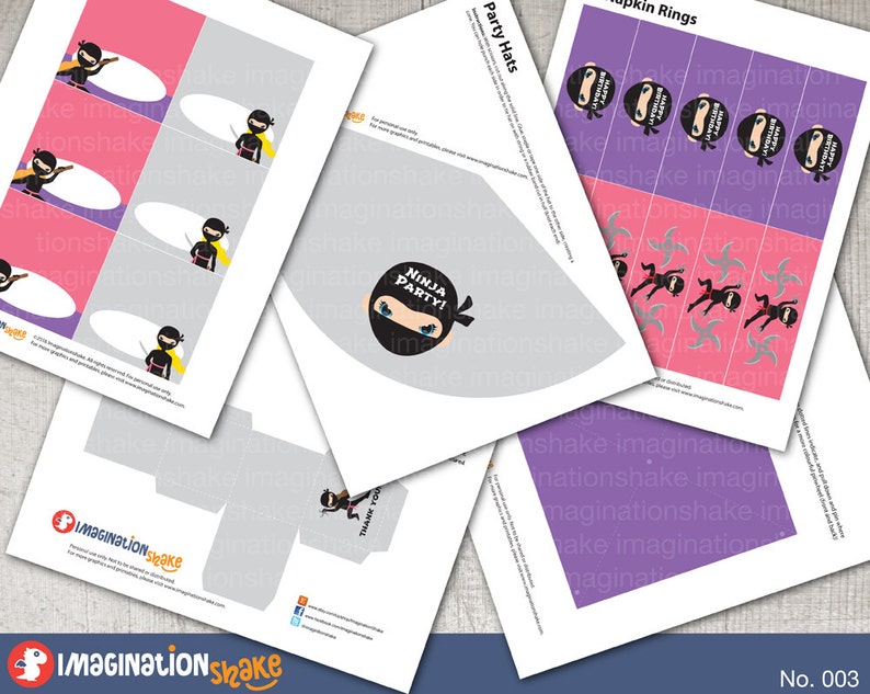 Ninja Birthday Party Package PRINTABLE LG / Ninja Girls Pink Purple Birthday Printouts / Birthday Party Printables / Ninja Set DIY / No. 003 image 4