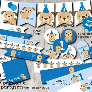 Puppy Birthday Party Banner PRINTABLE / Dog Birthday Printables / Any Age Birthday / Puppies Banner / Dogs / Boys First Birthday / No. 025