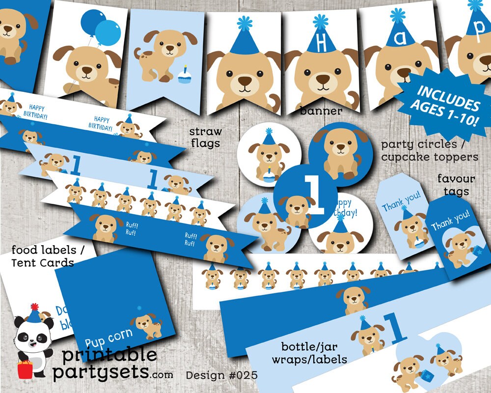 puppy-birthday-party-banner-printable-dog-birthday-etsy-ireland