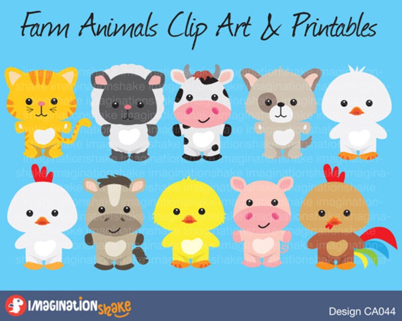 Farm Animals Clip Art & Printables Set / Clipart / Animals Nursery