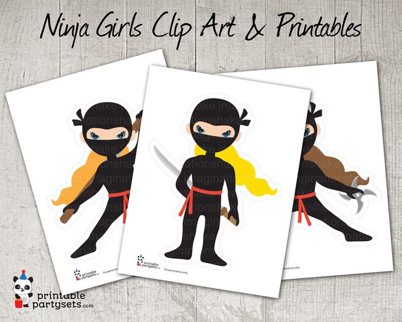 Ninja Girls Clip Art &amp; Printables Set / Clipart / Ninja Wall ...