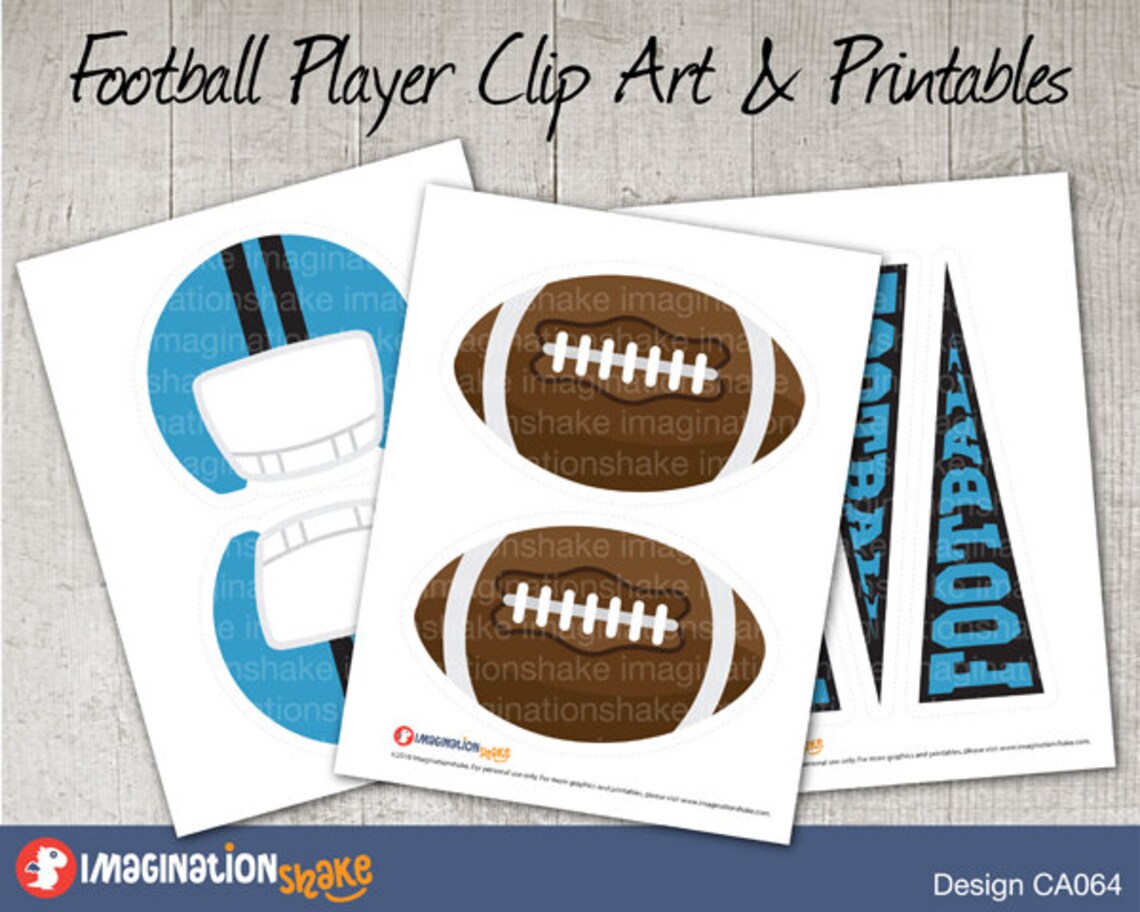 Carolina Panthers Football Players Clip Art &amp; Printables Set CA064 ...