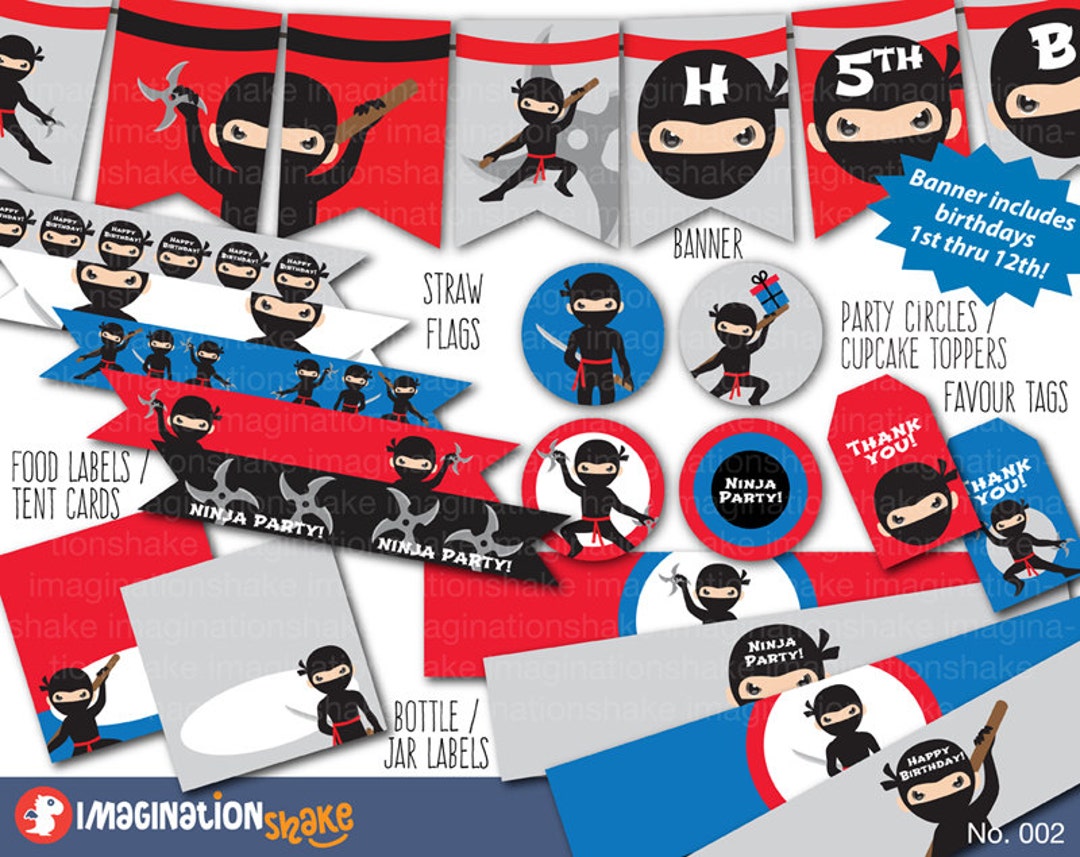 Ninja Birthday Party Package Set PRINTABLE Small/ DIY Ninja Boys Party ...