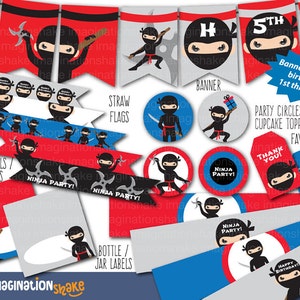 Ninja Birthday Party Package Set PRINTABLE Small/ DIY Ninja Boys Party ...