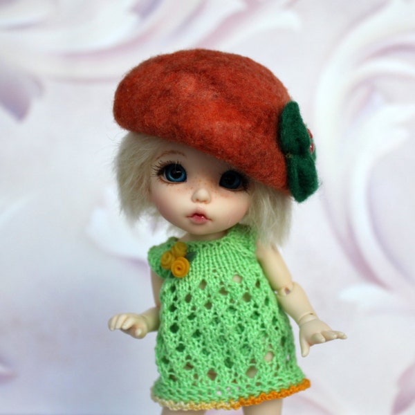 PukiFee felted orange beret size 5-6 Aquarius hat Lati Yellow beret PukiFee clothes Lati Yellow hat