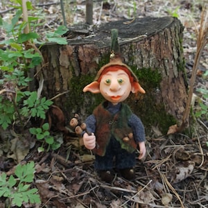 OOAK Art doll Forest gnome Poseable doll Little forest elf Woodland doll Gnome figurine Fantasy doll Polymer clay doll Polymer gnome Duendes