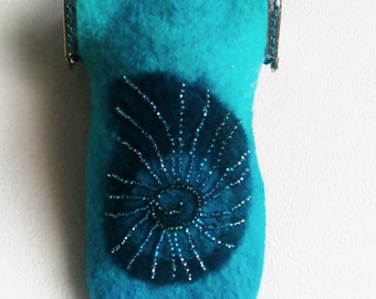 Felted glasses case "Sea shell" Eyeglasses case Sunglasses case Soft glasses case Sea eyegasses case Wife gift Mother's Day gift Friend gift