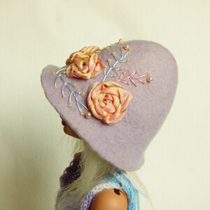 Felted hat size 8-9 for Feeple60, Kaye Wiggs, Smart doll, Dollfie and dolls 1/3 SD format SD hat BJD Embroidered hat Feeple60 clothes image 4