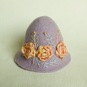Felted hat size 8-9 for Feeple60, Kaye Wiggs, Smart doll, Dollfie and dolls 1/3 SD format SD hat BJD Embroidered hat Feeple60 clothes image 5