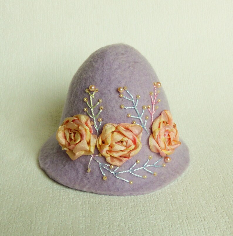 Felted hat size 8-9 for Feeple60, Kaye Wiggs, Smart doll, Dollfie and dolls 1/3 SD format SD hat BJD Embroidered hat Feeple60 clothes image 5