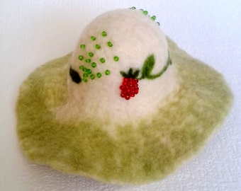 Pukifee summer felted hat "Juicy Raspberry" size 5-6 Lati Yellow felted hat Pukifee clothes Lati Yellow hat