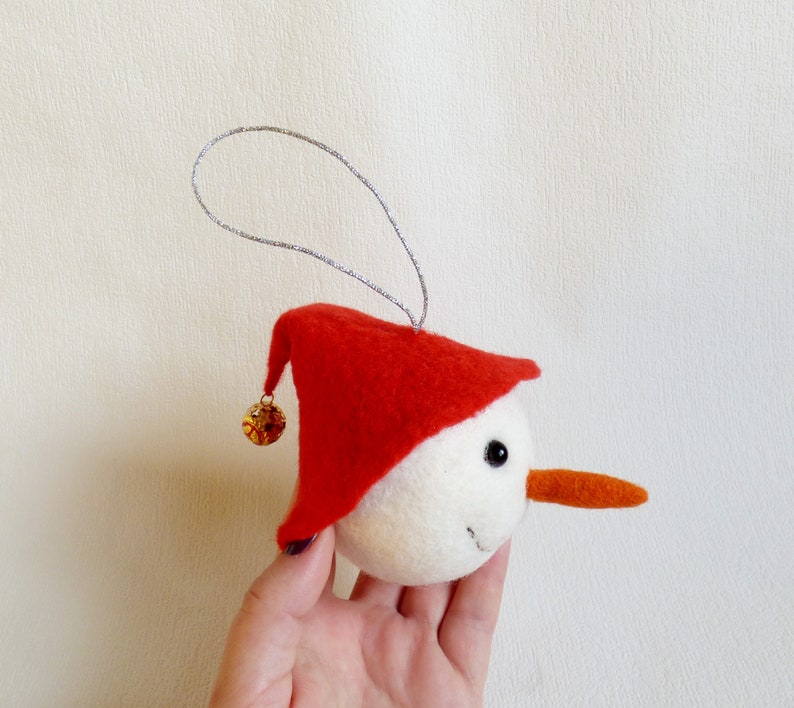 Felted Christmas ornament Felted ball Snowman Christmas decor Funny Christmas ornament Christmas felt ball Christmas deer Christmas gift