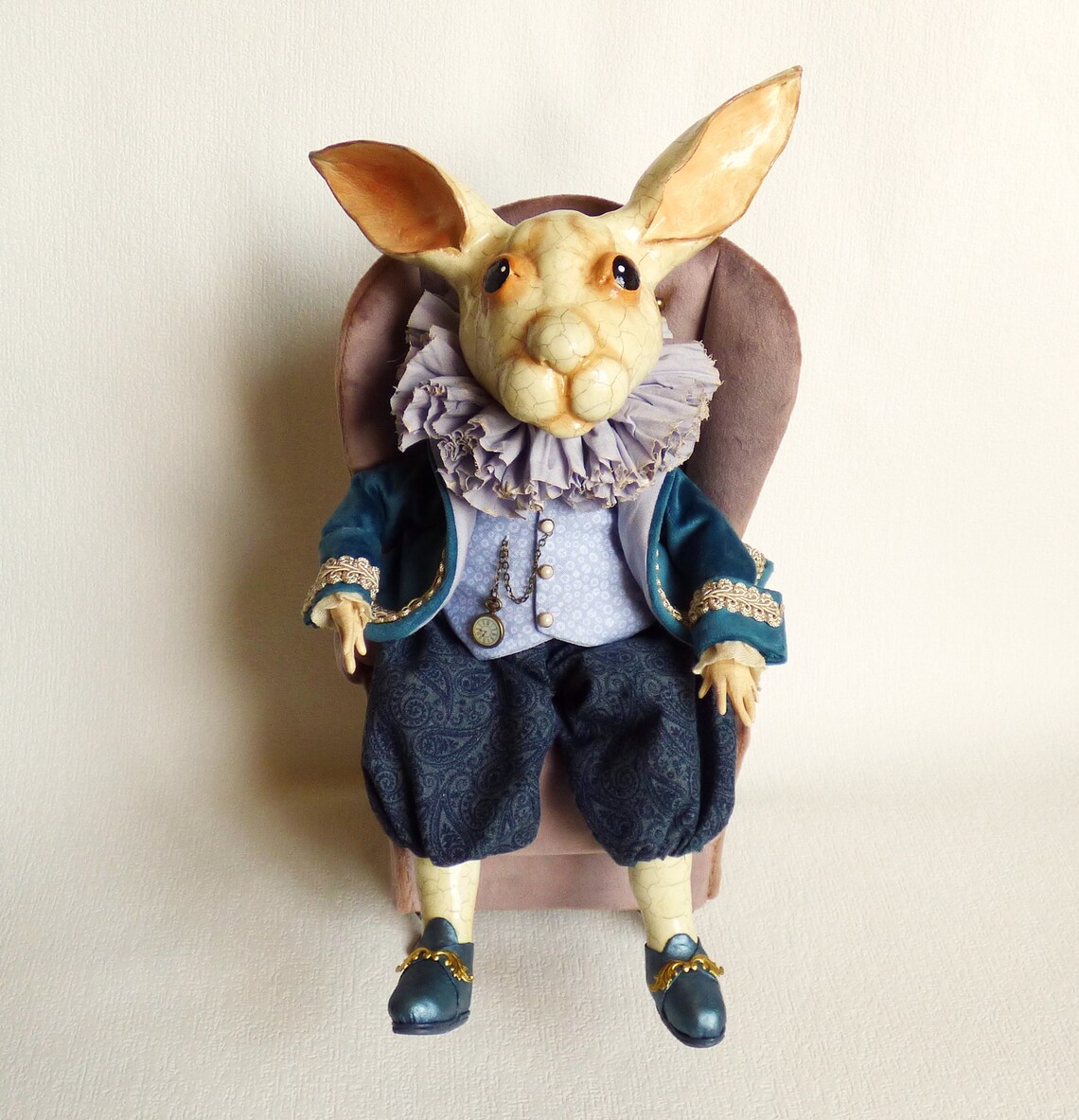White Rabbit OOAK Art Doll Animal Polymer Clay Rabbit Figurine Vintage ...