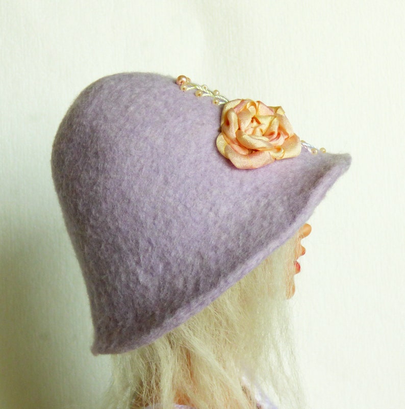 Felted hat size 8-9 for Feeple60, Kaye Wiggs, Smart doll, Dollfie and dolls 1/3 SD format SD hat BJD Embroidered hat Feeple60 clothes image 3