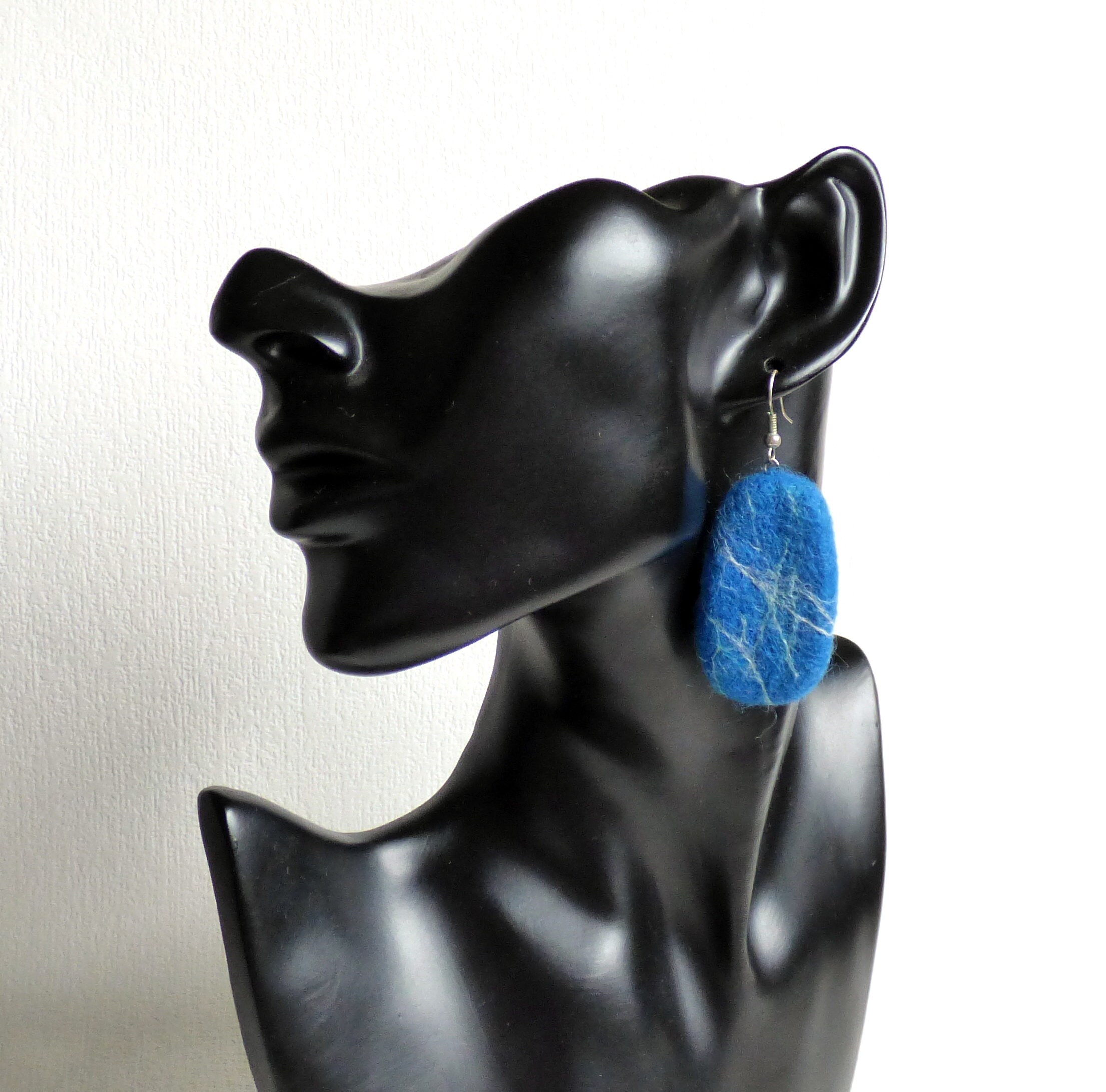 Felted earrings Wool stones Lapis Lazuli Felted jewelry Felted Etsy