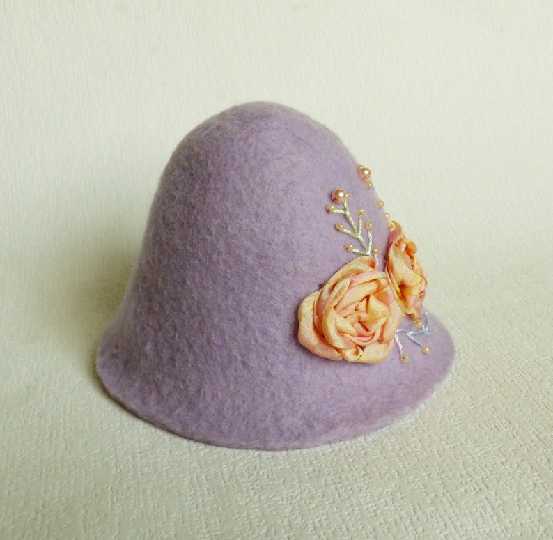 Felted hat size 8-9 for Feeple60, Kaye Wiggs, Smart doll, Dollfie and dolls 1/3 SD format SD hat BJD Embroidered hat Feeple60 clothes image 6