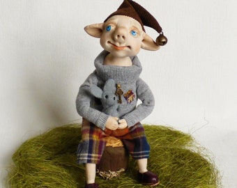 OOAK Art doll Elf Shosha Poseable doll Little forest elf Woodland doll Gnome figurine Fantasy doll Polymer clay doll Polymer gnome Duendes