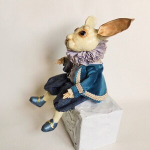 White Rabbit OOAK Art Doll Animal Polymer Clay Rabbit Figurine Vintage ...